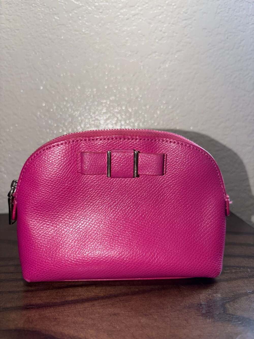 Coach Darcy Bow Cosmetic Case in Hot Pink Leather